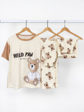 ست تیشرت و شلوار و شورتک وارداتی طرح پو WILD PAW