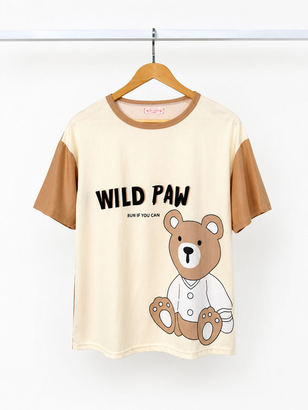 ست تیشرت و شلوار و شورتک وارداتی طرح پو WILD PAW